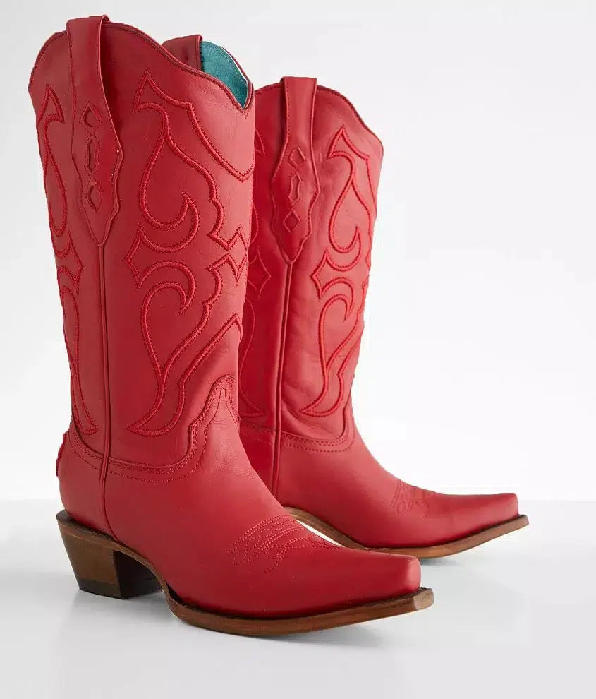 Z5073 - Corral Red western cowgirl leather boots for women-Kuet.us