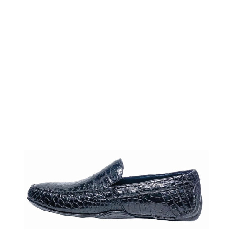 A01NPNP - Cuadra black casual crocodile leather driver moccasins for men-Kuet.us