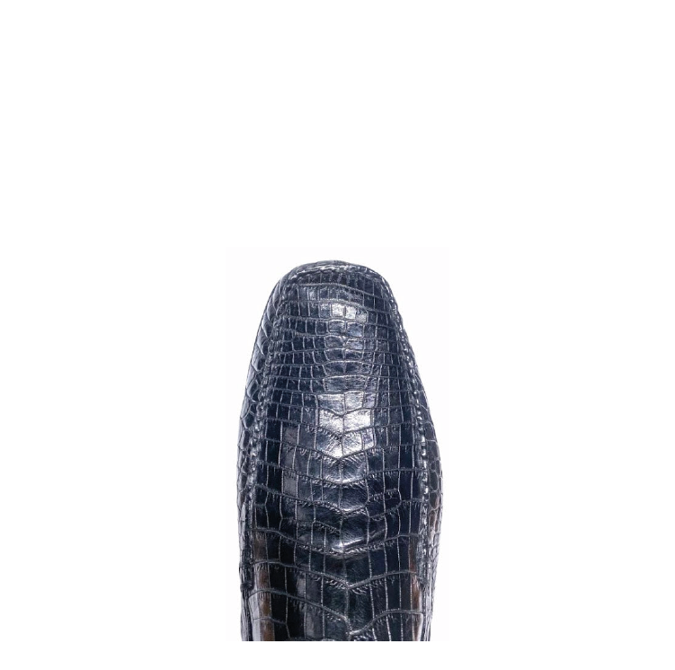 A01NPNP - Cuadra black casual crocodile leather driver moccasins for men-FRANCO CUADRA-Kuet-Cuadra-Boots
