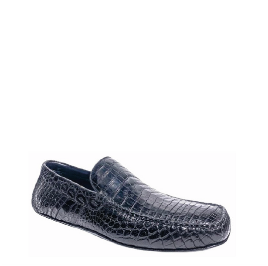 A01NPNP - Cuadra black casual crocodile leather driver moccasins for men-FRANCO CUADRA-Kuet-Cuadra-Boots