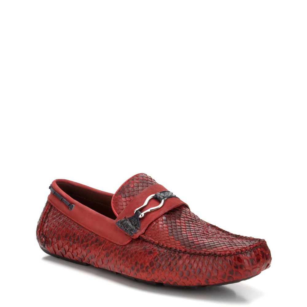 A07PMRU - Cuadra red casual fashion python driving moccasins for men-Kuet.us