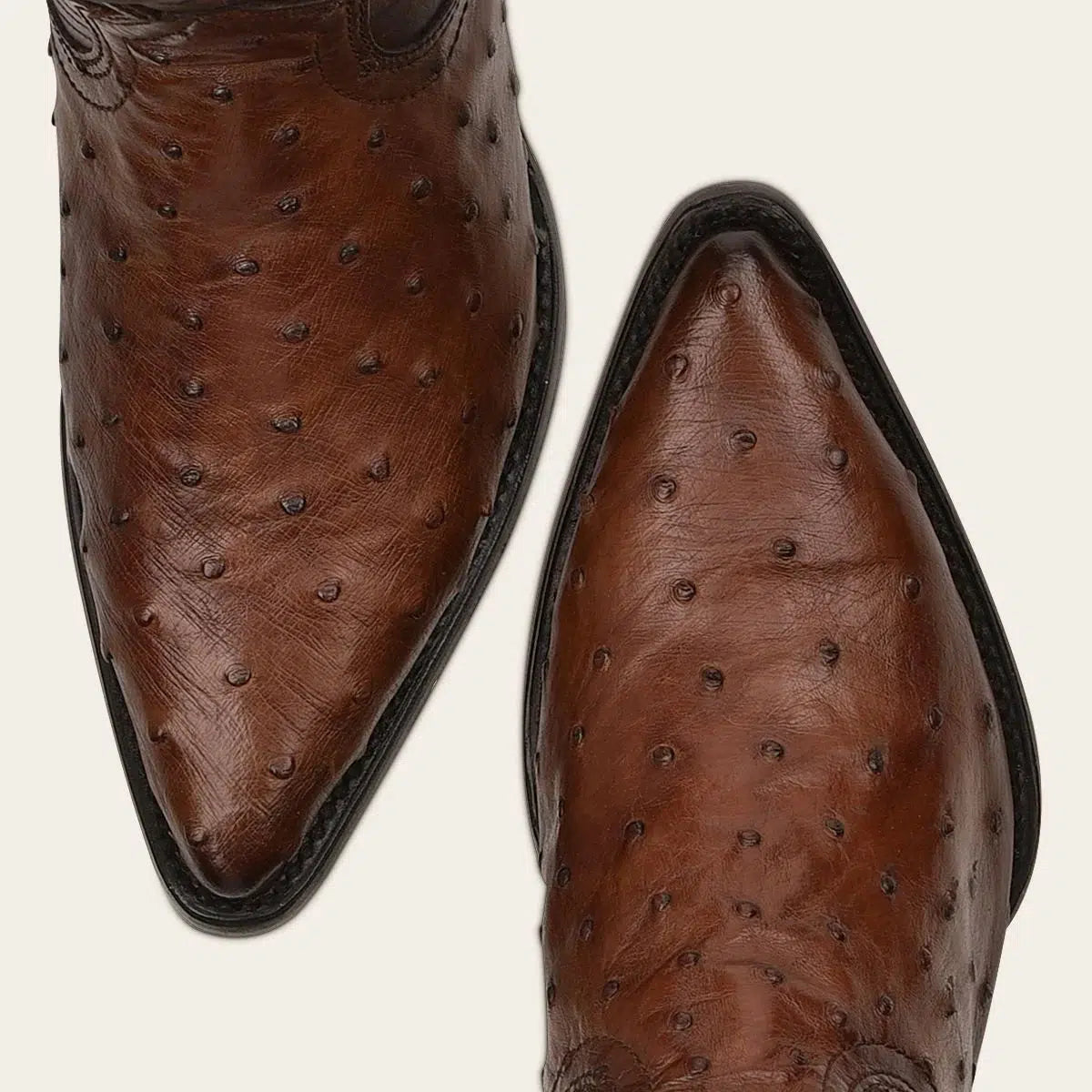 B22PA1 - Cuadra brown dress cowboy ostrich leather boots for men-Kuet.us