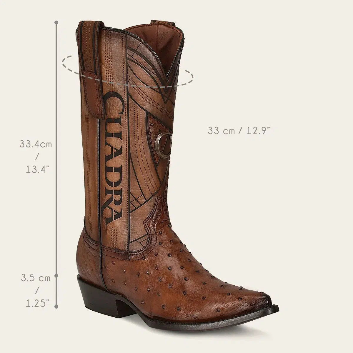 B22PA1 - Cuadra brown dress cowboy ostrich leather boots for men-Kuet.us