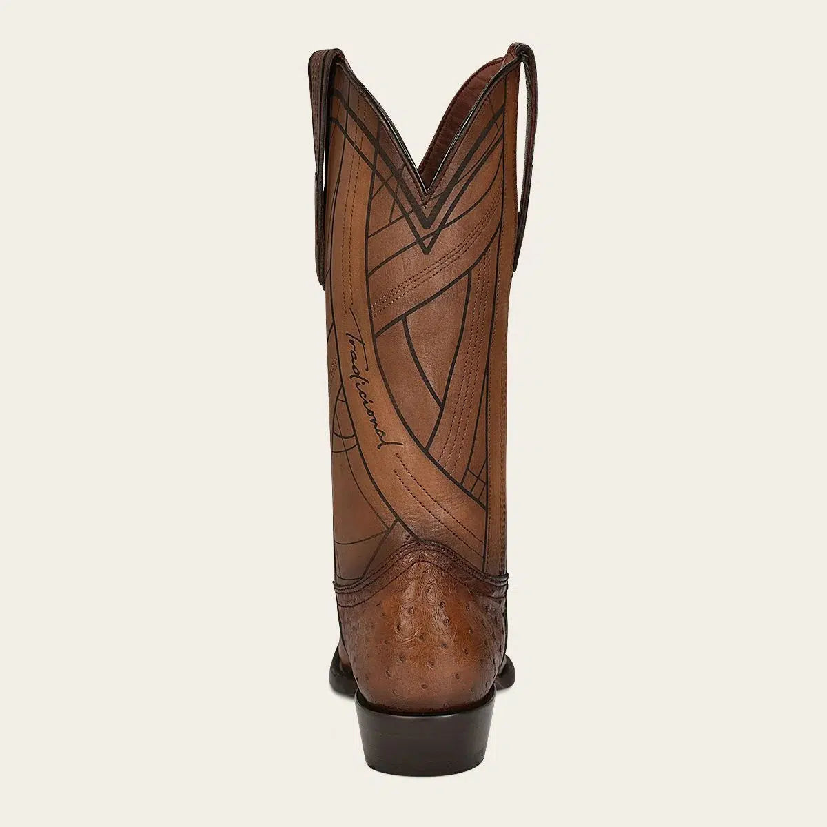B22PA1 - Cuadra brown dress cowboy ostrich leather boots for men-Kuet.us
