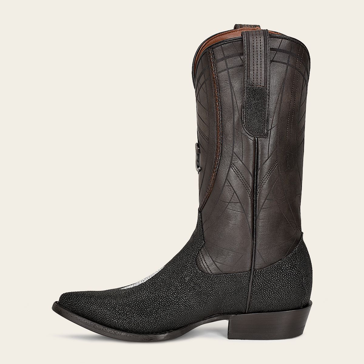 B22PMA - Cuadra Black dress cowboy stingray leather boots for men-Kuet.us