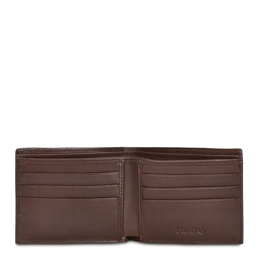 B2910PA - Cuadra chocolate classic ostrich leg bi fold wallet for men-Kuet.us