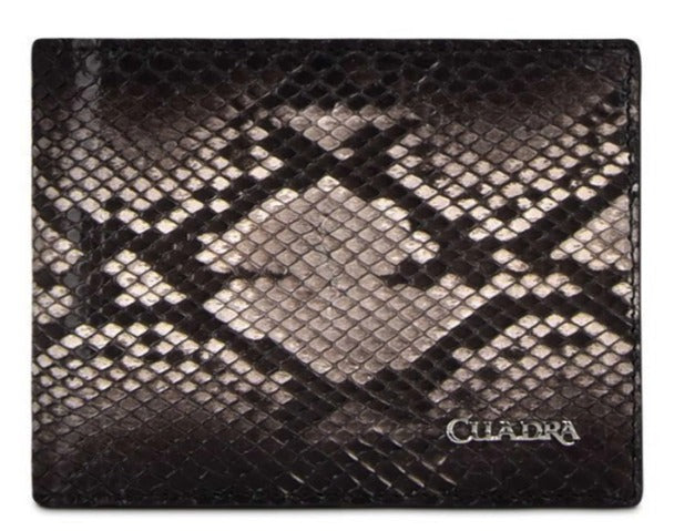 B2910PI - Cuadra Black Classic Python Bi Fold Wallet for Men