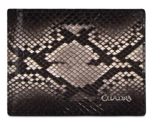 B2910PI - Cuadra Black Classic Python Bi Fold Wallet for Men