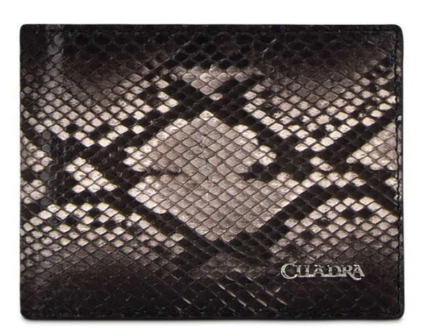 B2910PI - Cuadra black classic python bi fold wallet for men
