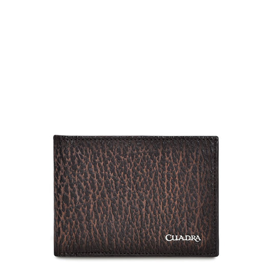 B2910TI - Cuadra brown classic bi fold shark leather wallet for men-CUADRA-Kuet-Cuadra-Boots
