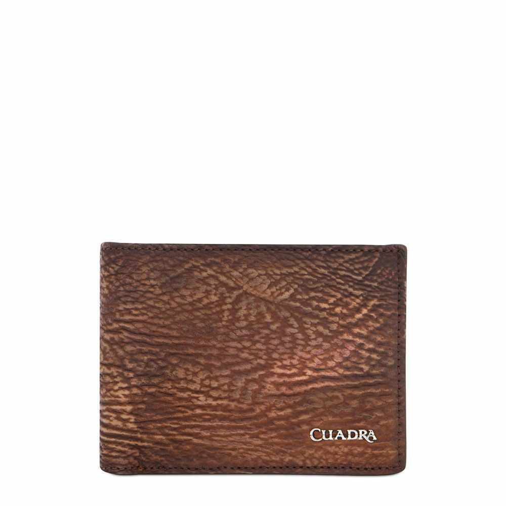 B2910TI - Cuadra honey classic bi fold shark leather wallet for men-Kuet.us
