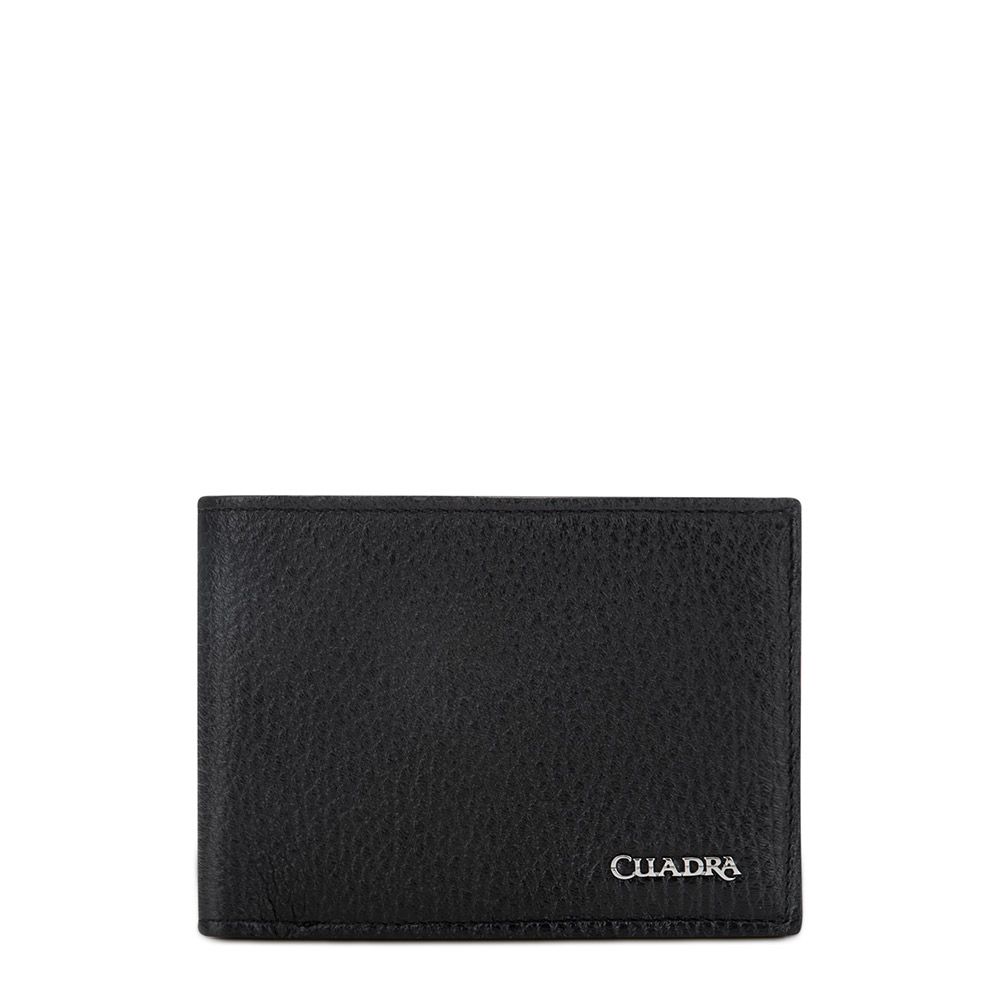 B2910VE - Cuadra black classic deer leather bifold wallet for men-Kuet.us