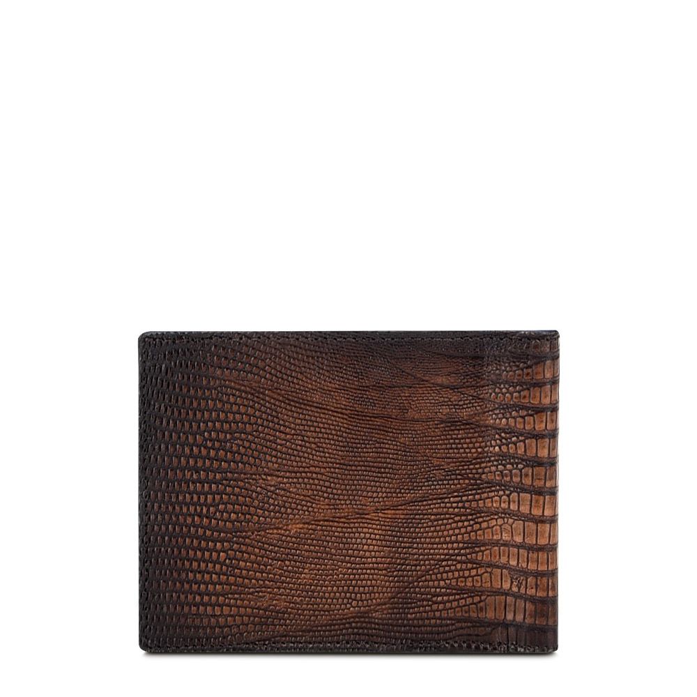 B3005LT - Cuadra honey classic lizard leather bi fold wallet for men-Kuet.us
