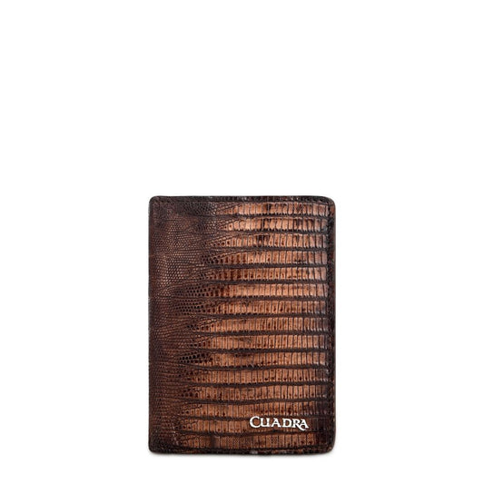B3007LT - Cuadra cinnamon classic lizard leather bi fold wallet for men-Kuet.us