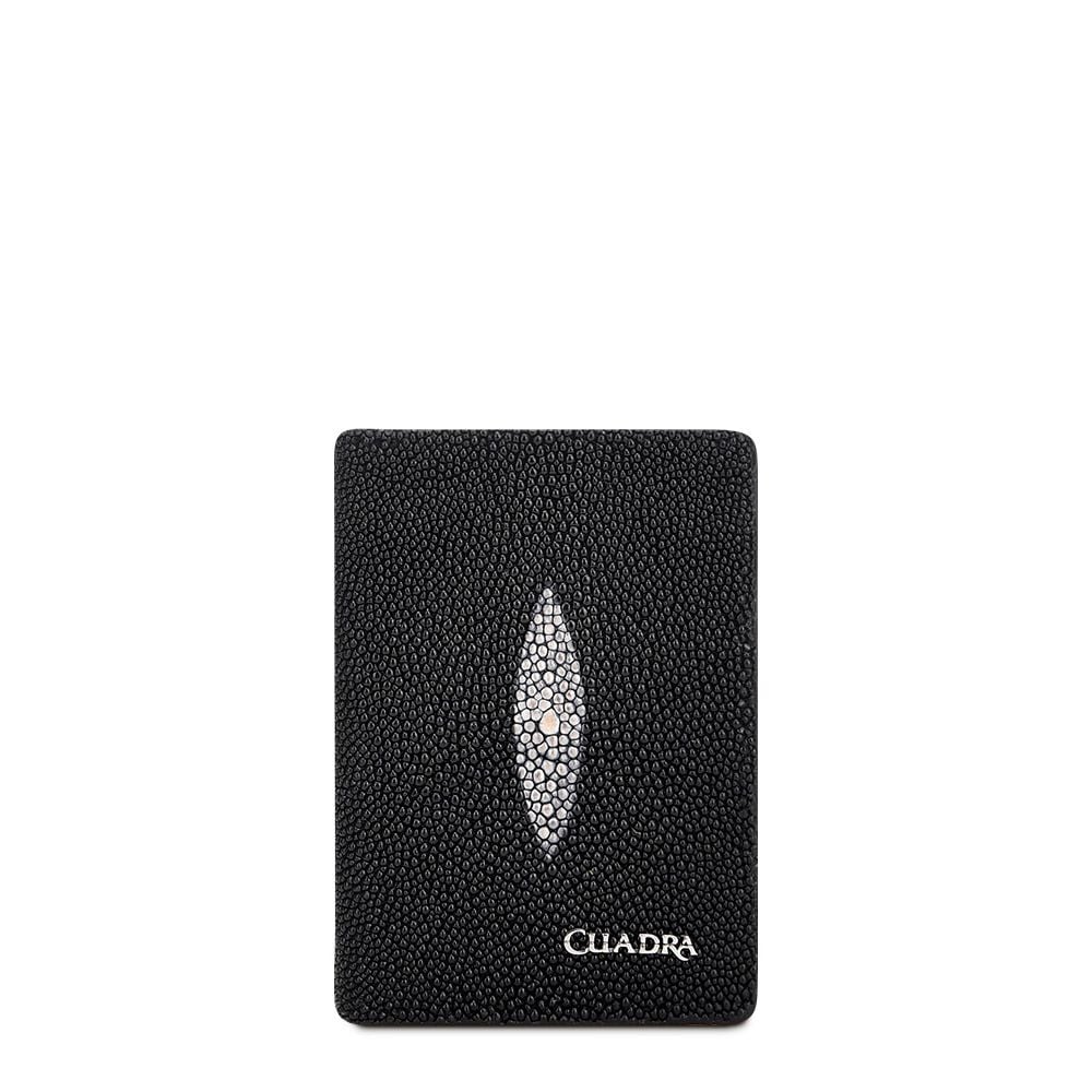B3007MA - Cuadra black dress casual stingray bi fold wallet for men-Kuet.us