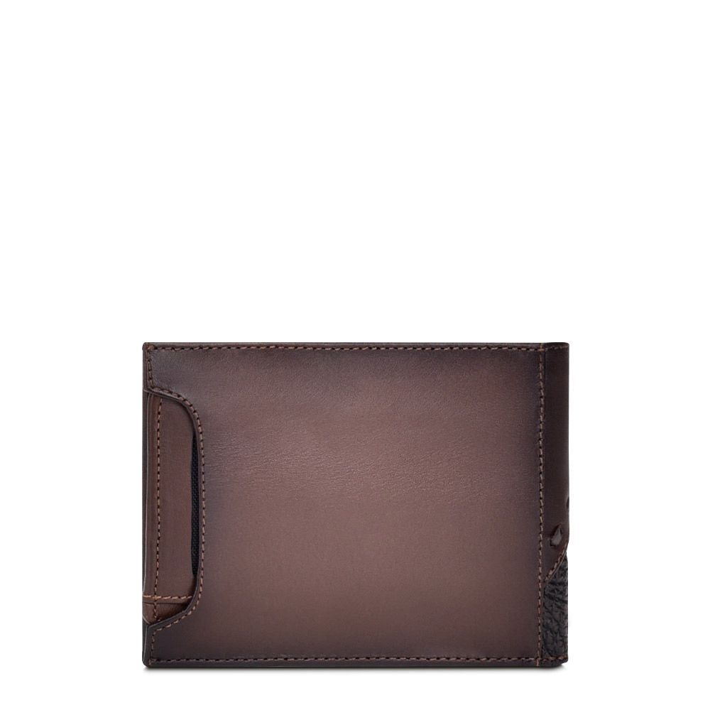 B3014TI - Cuadra black chocolate casual fashion shark bi fold wallet for men-Kuet.us