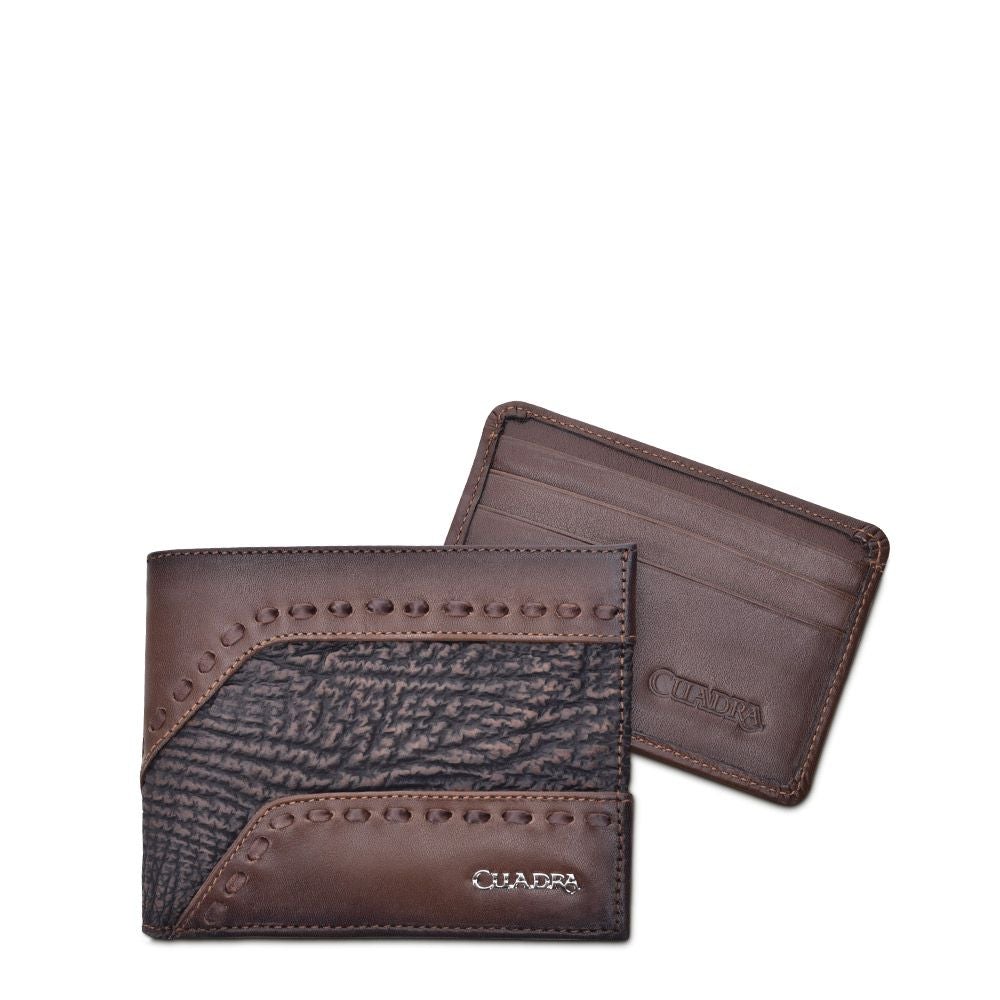 B3014TI - Cuadra black chocolate casual fashion shark bi fold wallet for men-Kuet.us