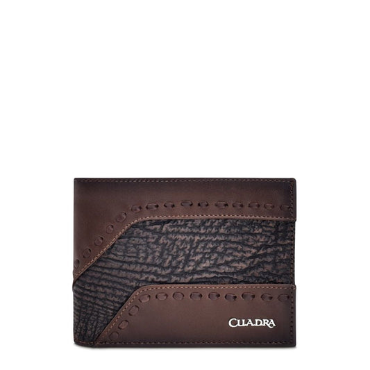 B3014TI - Cuadra black chocolate casual fashion shark bi fold wallet for men-Kuet.us