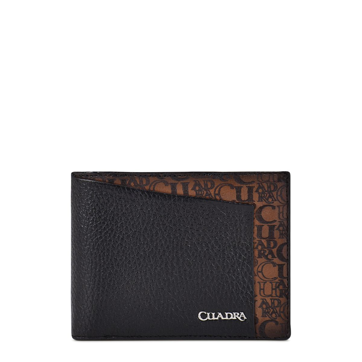 B3038RS - Cuadra black casual fashion leather bi fold wallet for men-Kuet.us
