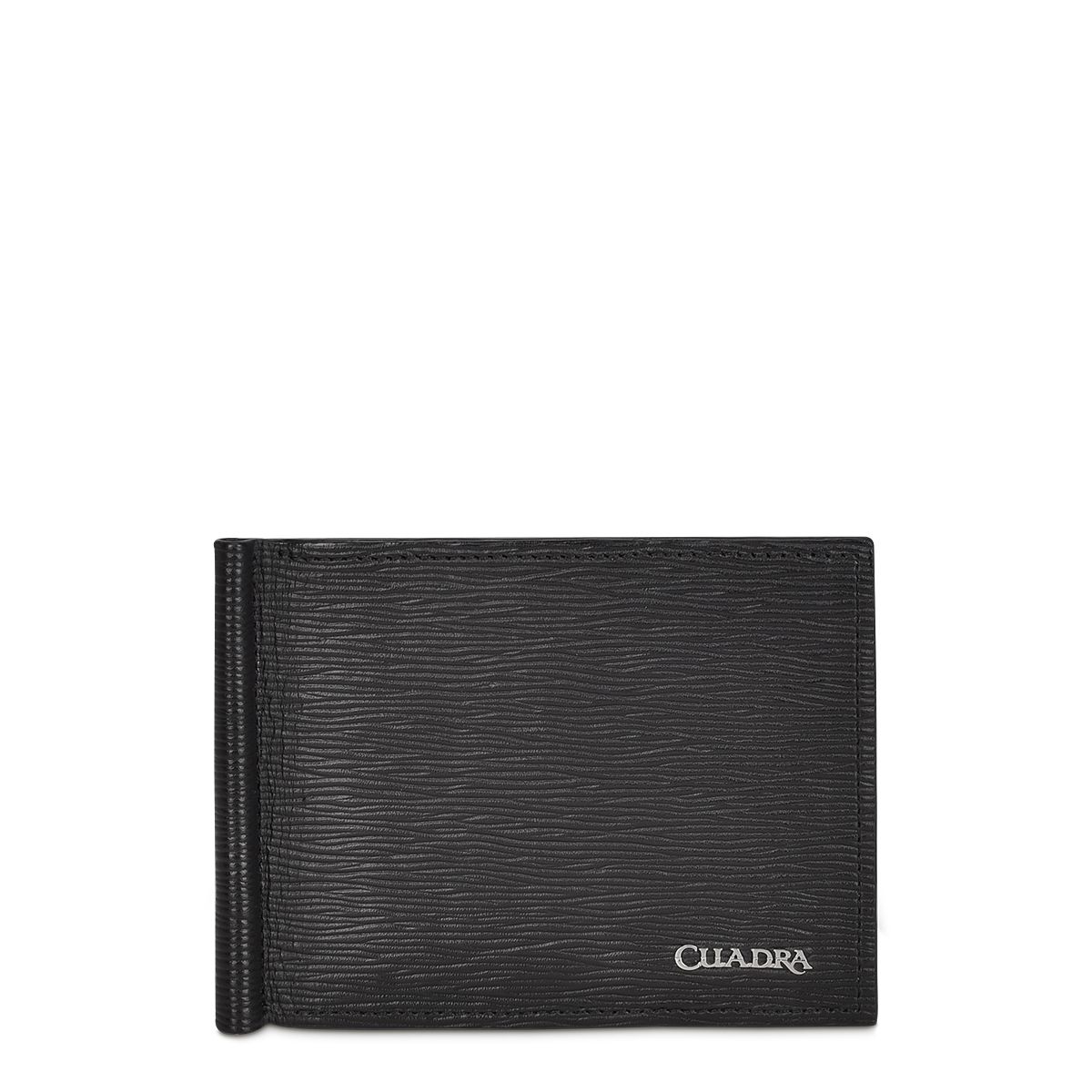 B3042RS - Cuadra black classic leather bi fold wallet for men-Kuet.us