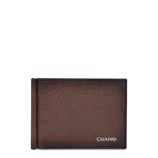 B3042VE - Cuadra chocolate casual fashion deerskin bi fold wallet for men-Kuet.us