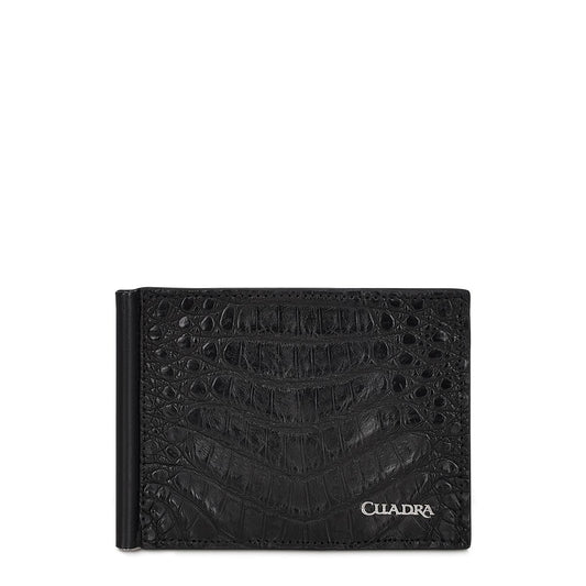 B3043FL - Cuadra black casual fashion leather bi fold wallet for men-Kuet.us