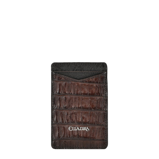 BC001FP - Cuadra brown classic exotic caiman card holder wallet for men.-Kuet.us