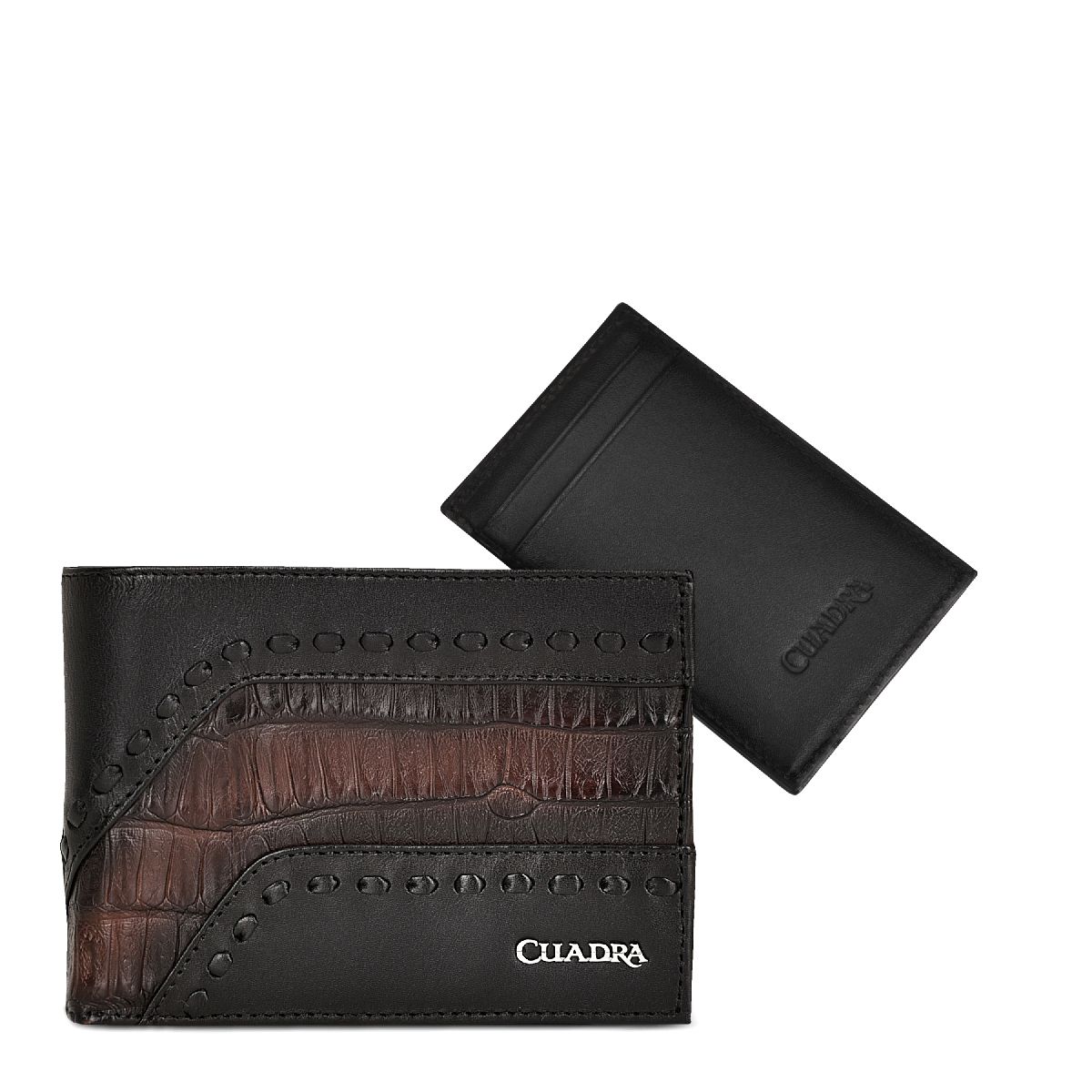 BC009FP - Cuadra chocolate classic exotic/fuscus bifold wallet for men.-Kuet.us