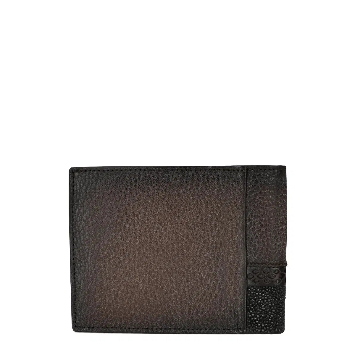 BC012MA - Cuadra black fashion stingray and deer leather bi fold wallet for men-Kuet.us
