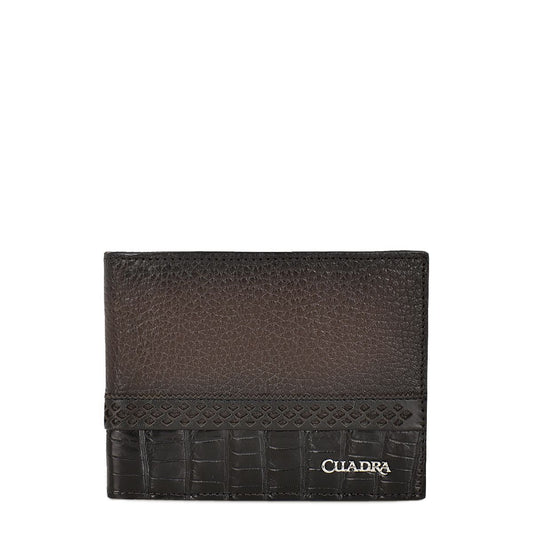 BC012NL - Cuadra black exotic bifold wallet in niloticus leather for men-Kuet.us