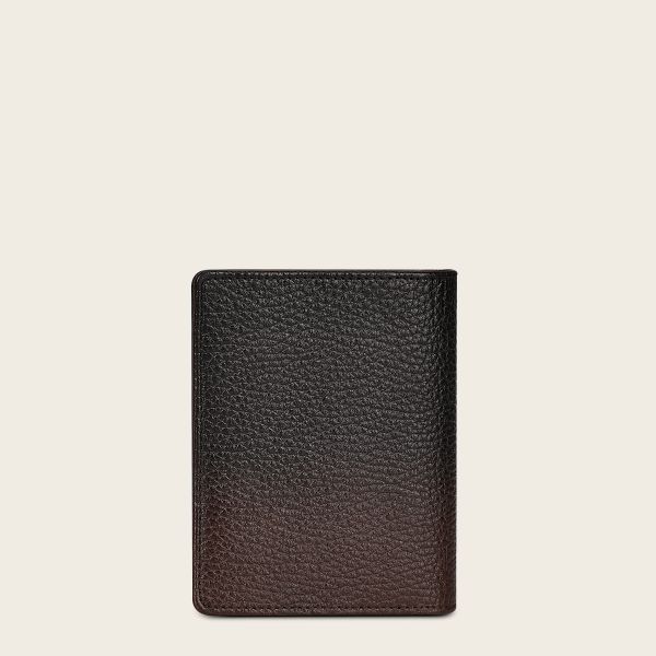 BC014VE - Cuadra chocolate deer leather bi fold wallet for men-Kuet.us