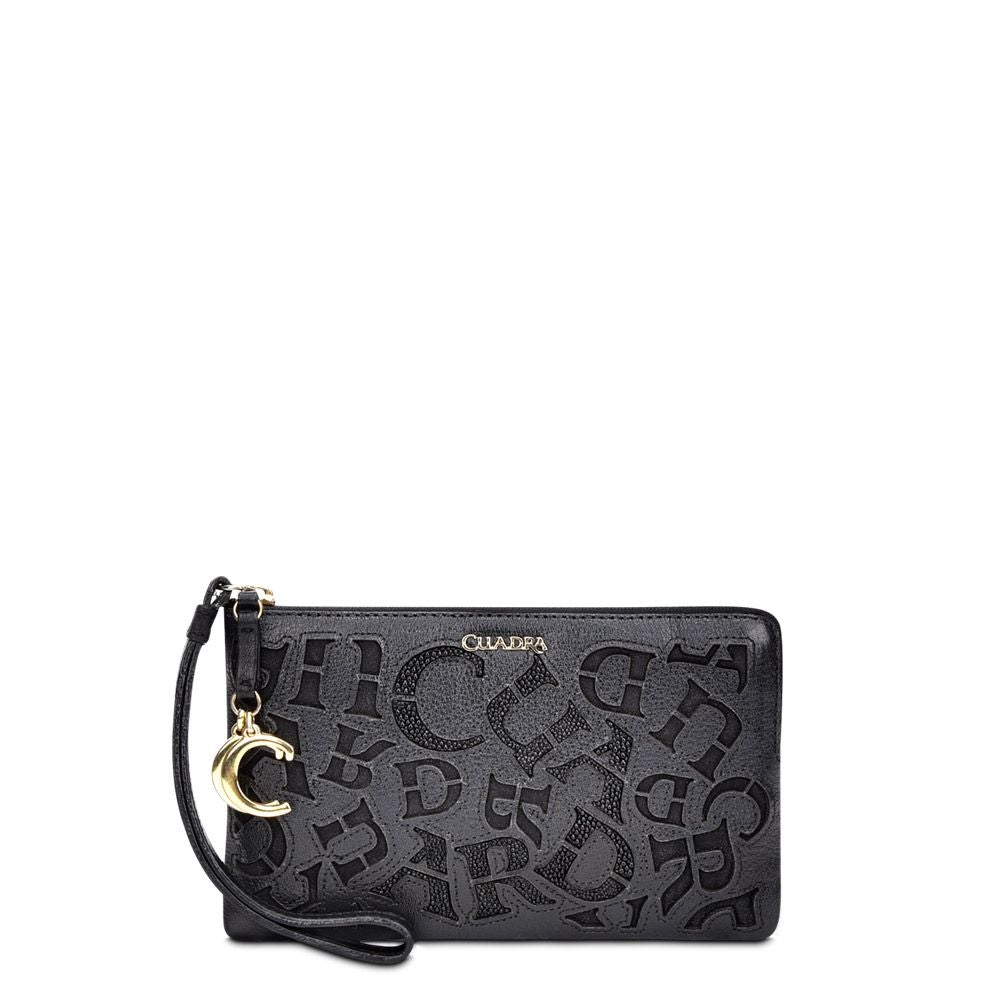 BD192MA - Cuadra black casual fashion stingray zipwallet for woman-Kuet.us