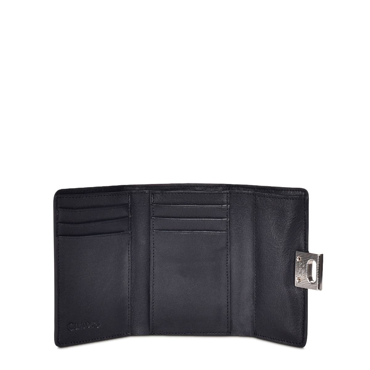 BD197MA - Cuadra black fashion tri-fold stingray leather wallet for women-CUADRA-Kuet-Cuadra-Boots