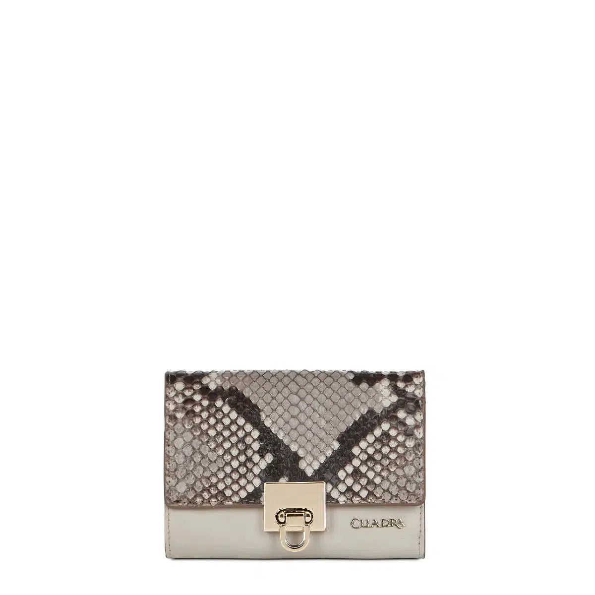 BD197PI - Cuadra gray small fashion woven pyhon tri fold wallet for women-Kuet.us