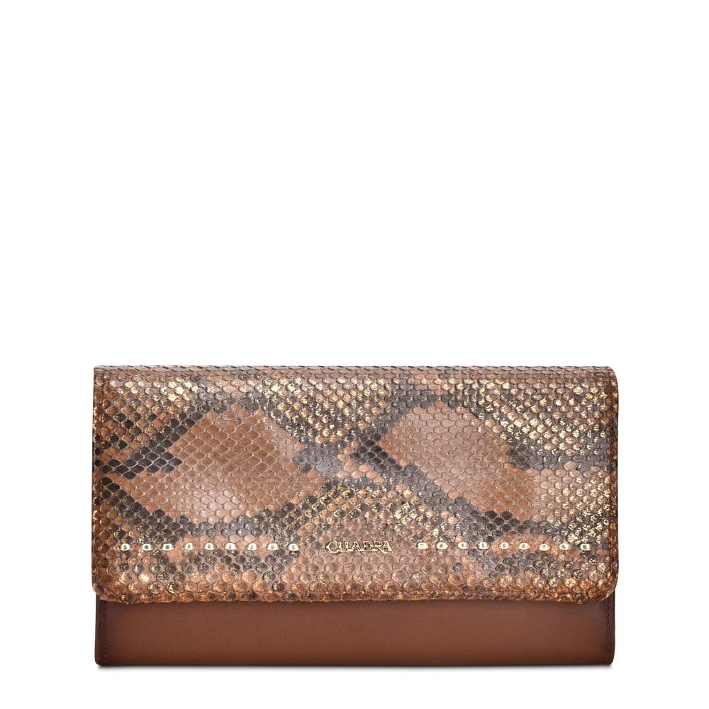 BD198PI - Cuadra maple fashion bi-fold python leather wallet for women-Kuet.us