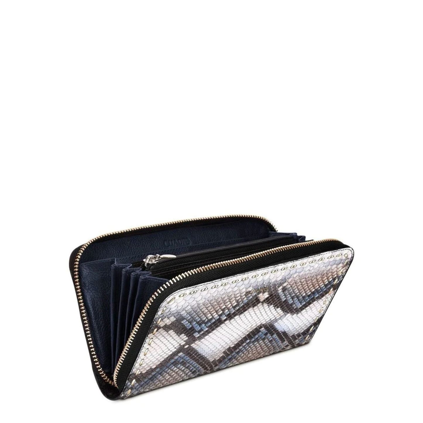BD211PI - Cuadra blue fashion python leather wallet clutch for women-CUADRA-Kuet-Cuadra-Boots