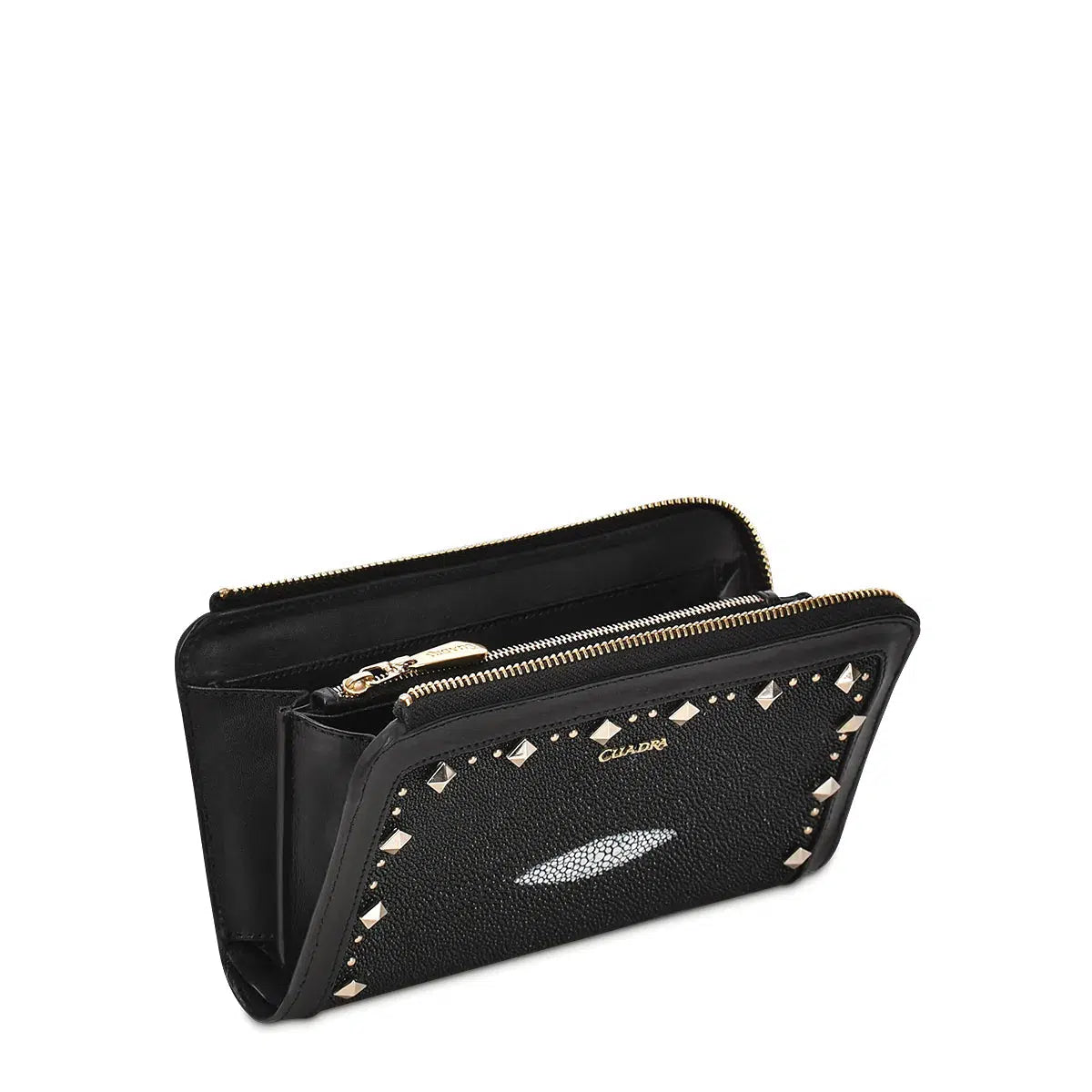 BD224MA - Cuadra black fashion stingray bifold wallet for women-Kuet.us