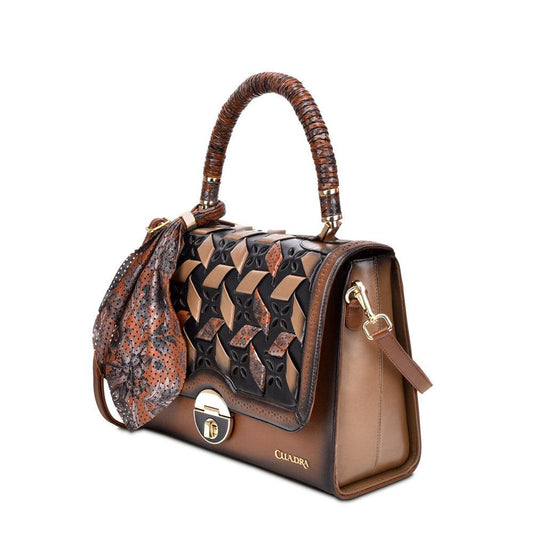 BO371RS - Cuadra black-brown casual satchel leather shoulder bag for women-Kuet.us