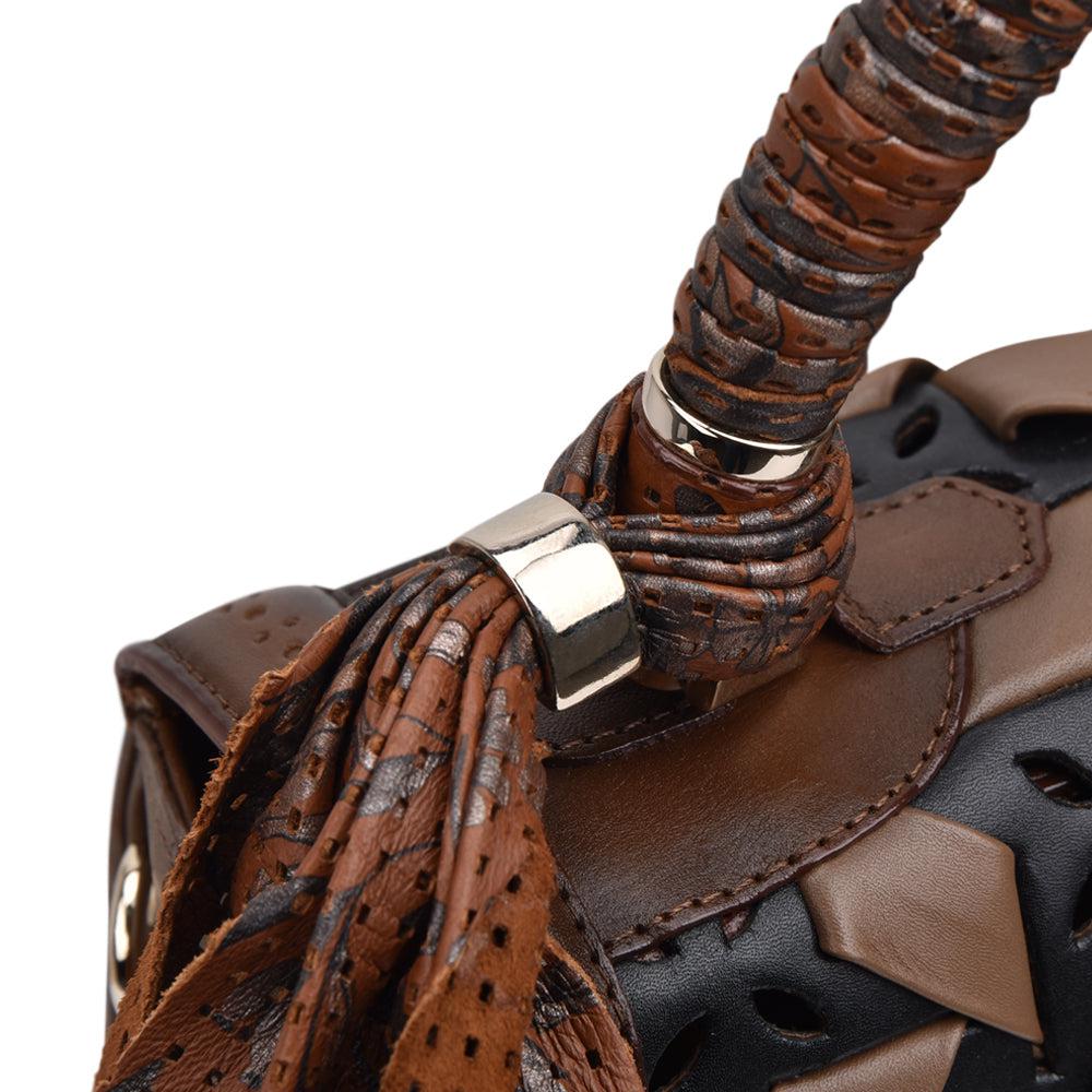 BO371RS - Cuadra black-brown casual satchel leather shoulder bag for women-CUADRA-Kuet-Cuadra-Boots