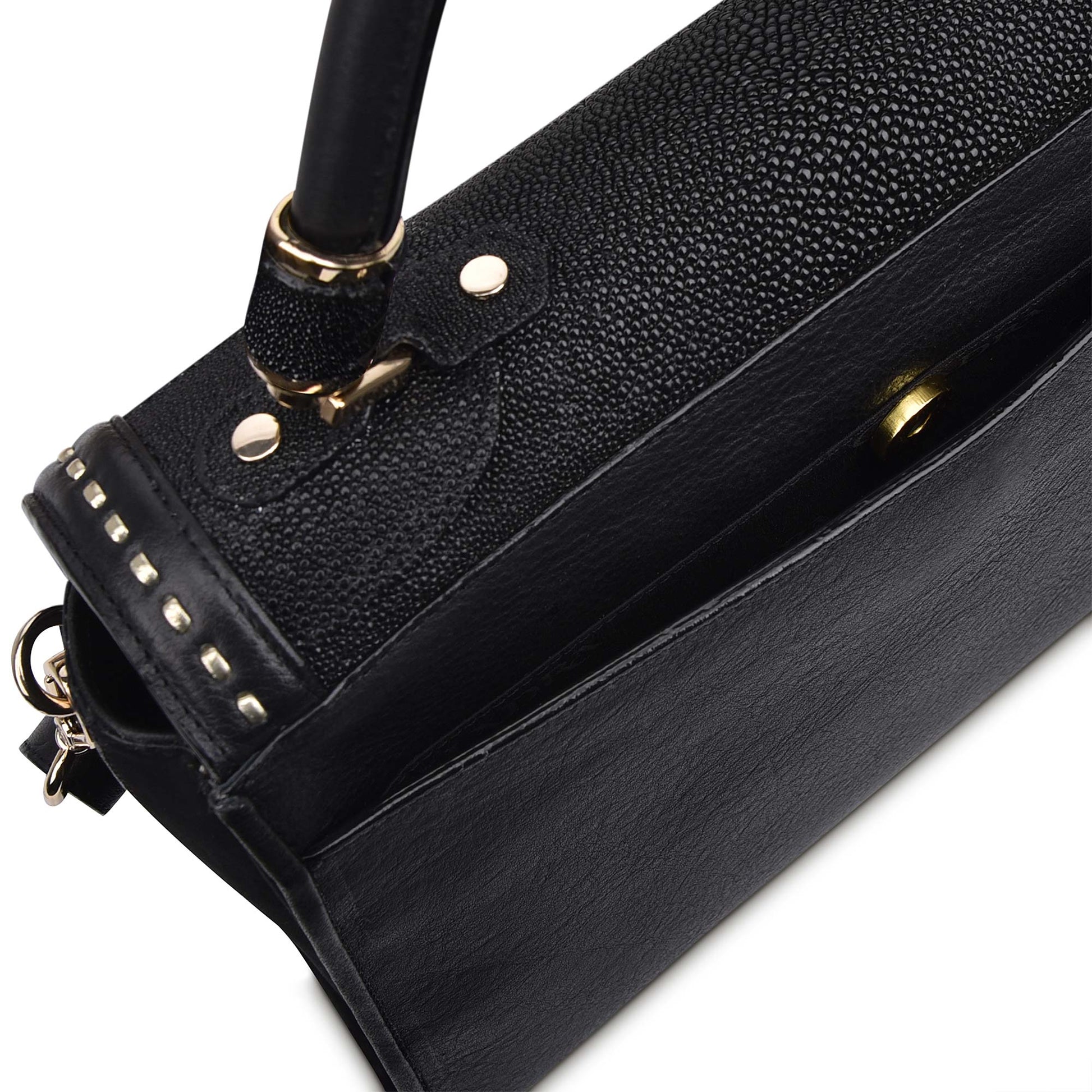 Black exotic leather handbag - BOD22MA - Cuadra Shop
