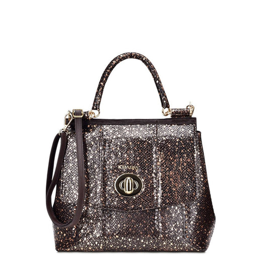 BO377PI - Cuadra chocolate casual fashion python shoulder bag for women-Kuet.us