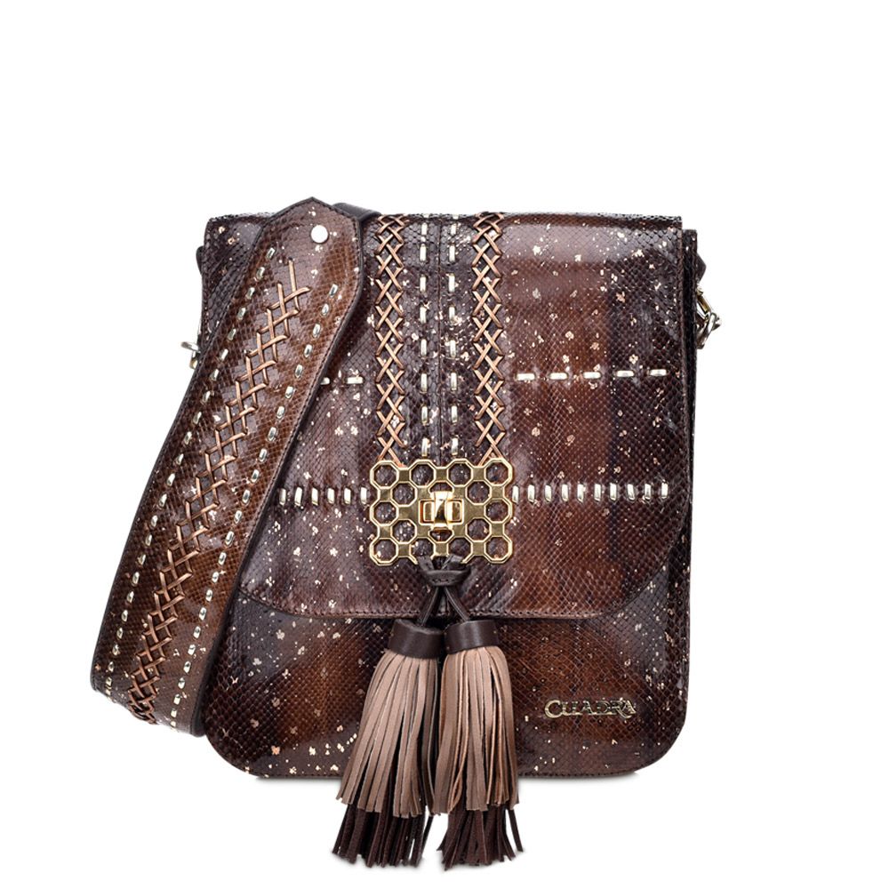 BO378PI - Cuadra chocolate casual fashion python shoulder bag for women-Kuet.us
