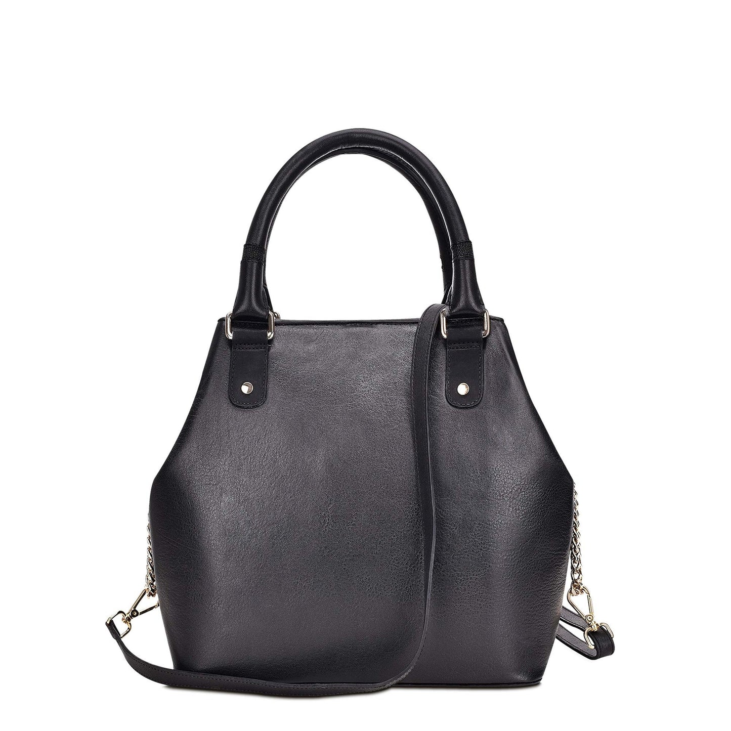 BO399MA - Cuadra black fashion leather folding canvas tote bag for women-Kuet.us