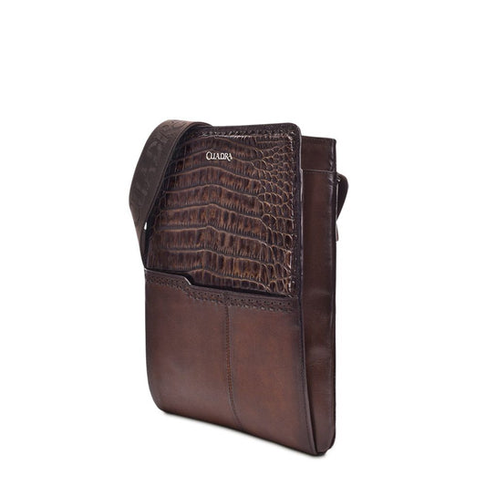 BO403NL - Cuadra chocolate casual nile crocodile crossbody bag for men / women-Kuet.us