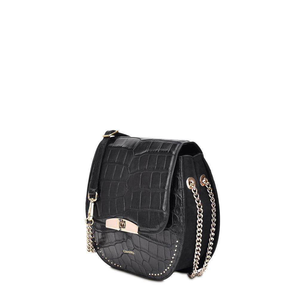 BO422AL - Cuadra black fashion alligator leather ladies purse handbag for women-Kuet.us