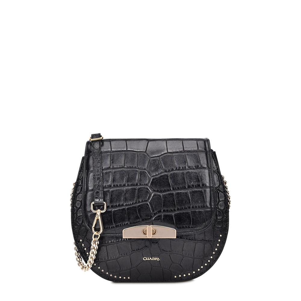 BO422AL - Cuadra black fashion alligator leather ladies purse handbag for women-Kuet.us