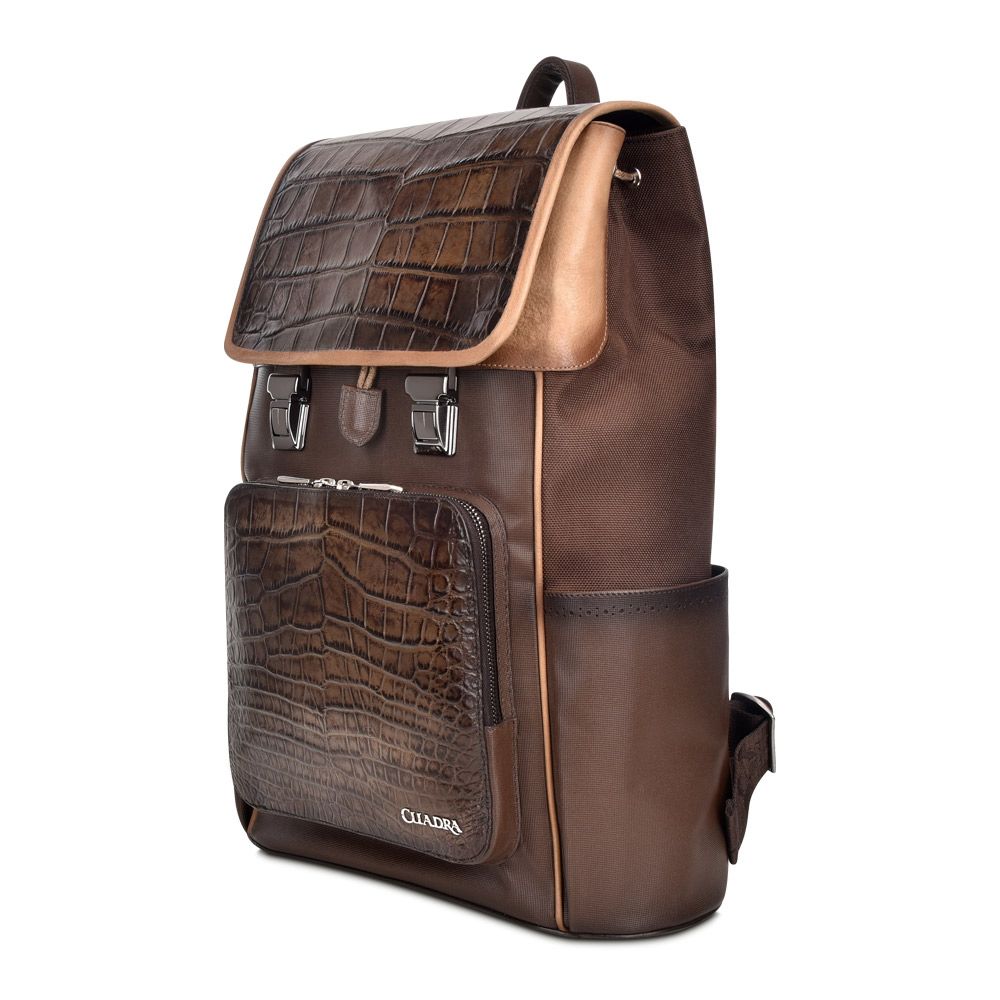 BO444AL - Cuadra chocolate fashion alligator backpack for men or women-Kuet.us