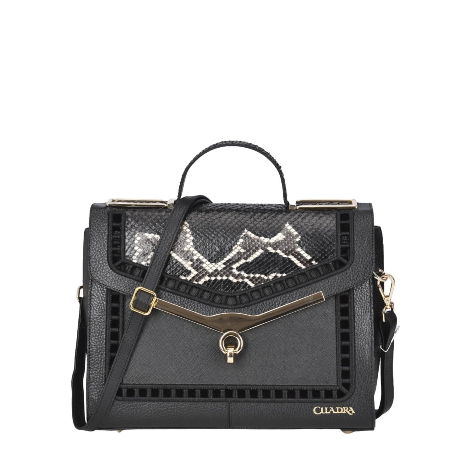BOD26PI - Cuadra black casual fashion python handbag for women-Kuet.us