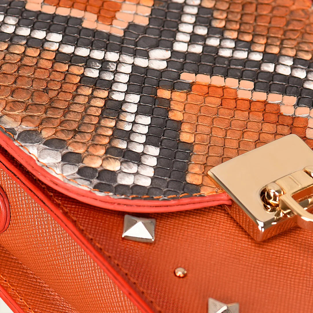 BOD38PI - Cuadra orange casual fashion python smartphone wallet bag for women-Kuet.us