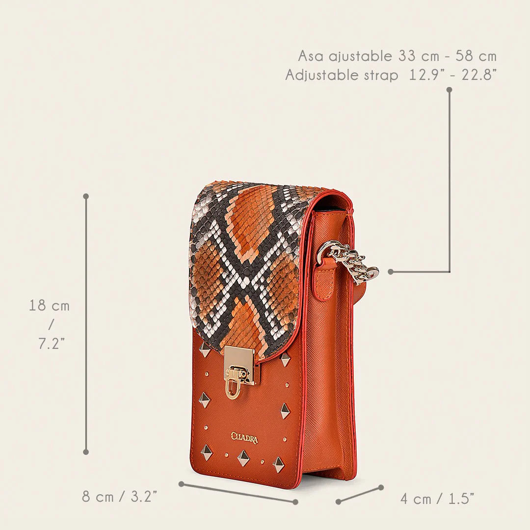 BOD38PI - Cuadra orange casual fashion python smartphone wallet bag for women-Kuet.us